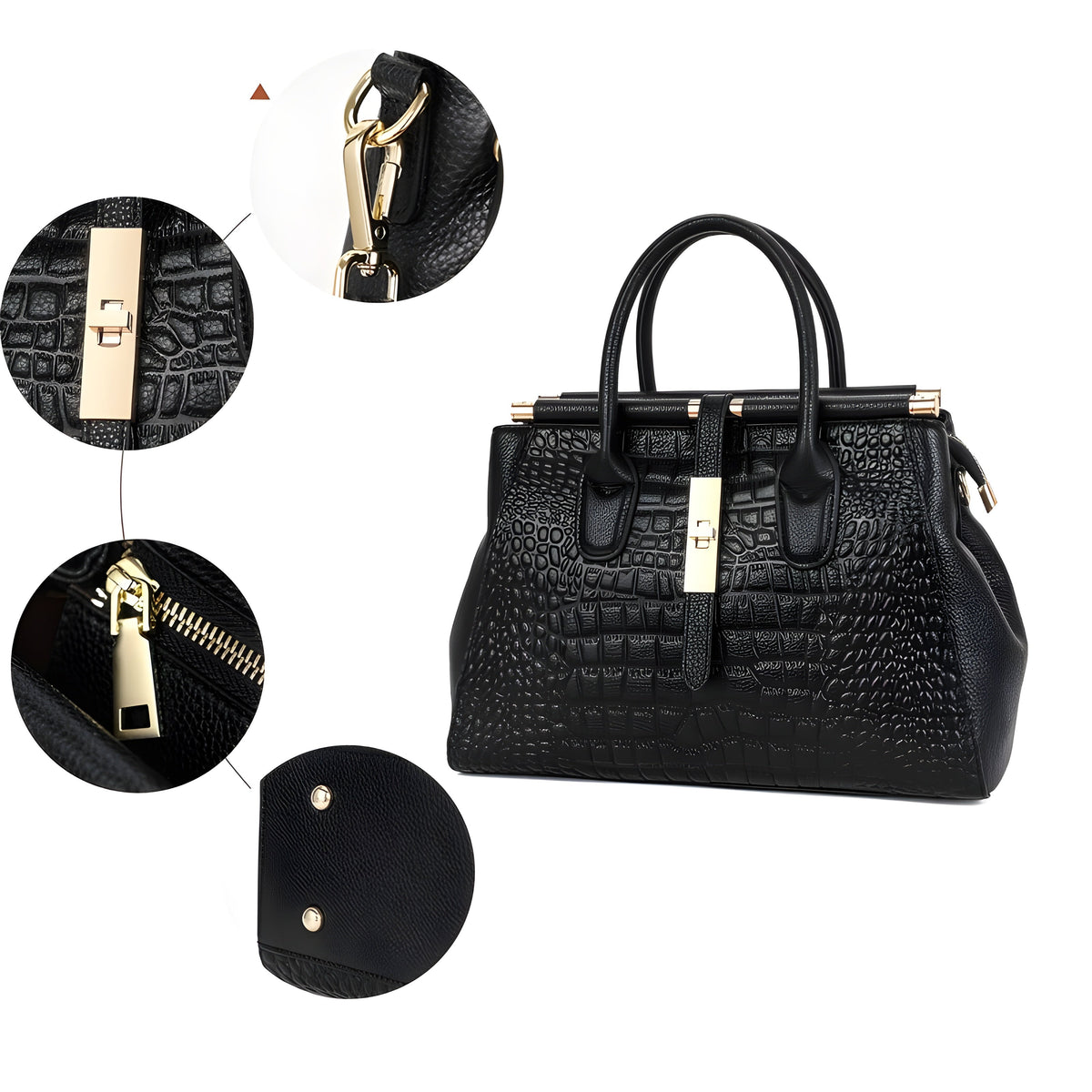 Evelina Croc-Embossed Handbag - view 4